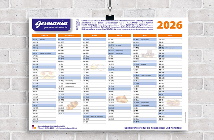 Germania Backmittel - Kalender 2026